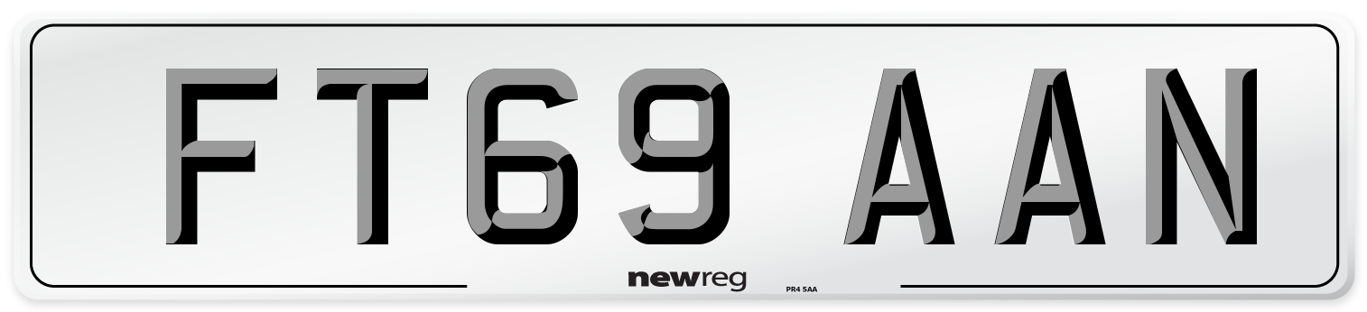 FT69 AAN Number Plate from New Reg